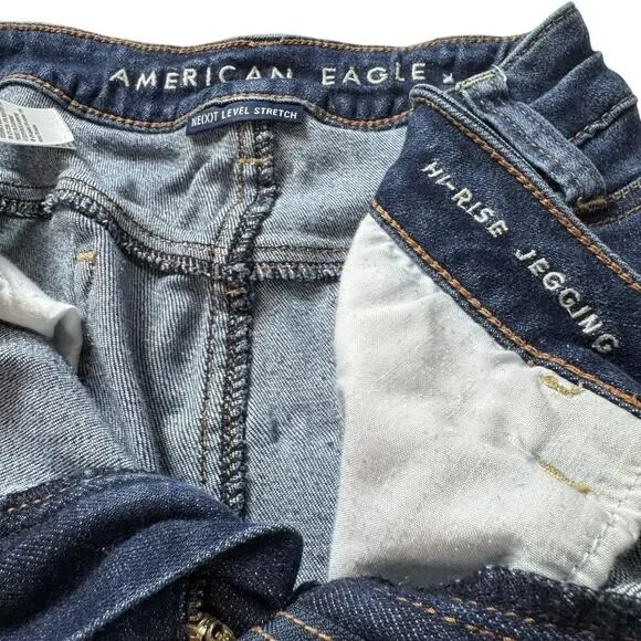 AEO High Waist Jegging Jeans 10 Dark Wash Skinny Stretch Minimalist - Picture 8 of 16